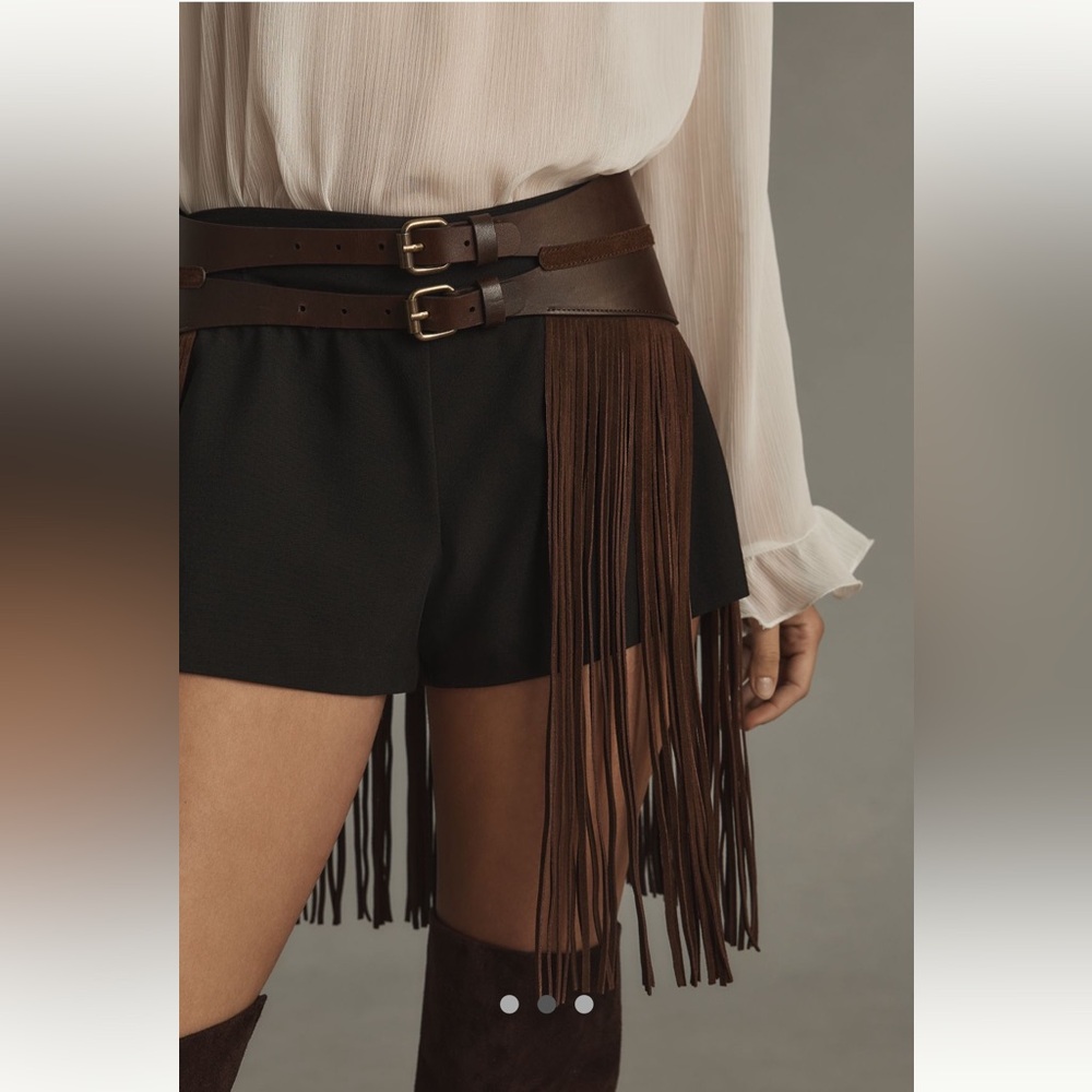 Anthropologie Brown Fringe Belt